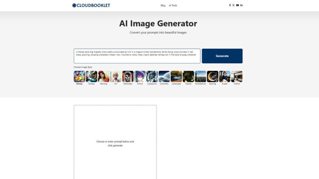 AI Image Generator interface screenshot